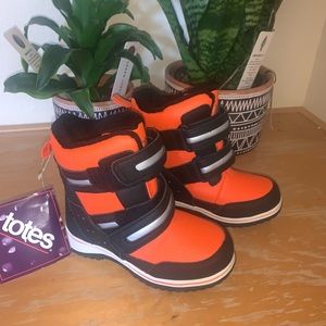 Totes Orange Velcro Strap Toddler Snow Boots